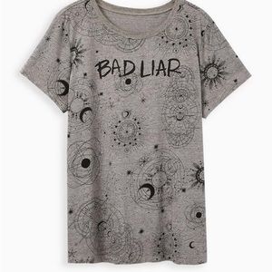 Torrid x Lovesick Vintage Tee - Triblend Bad Liar Wash Gray & Black